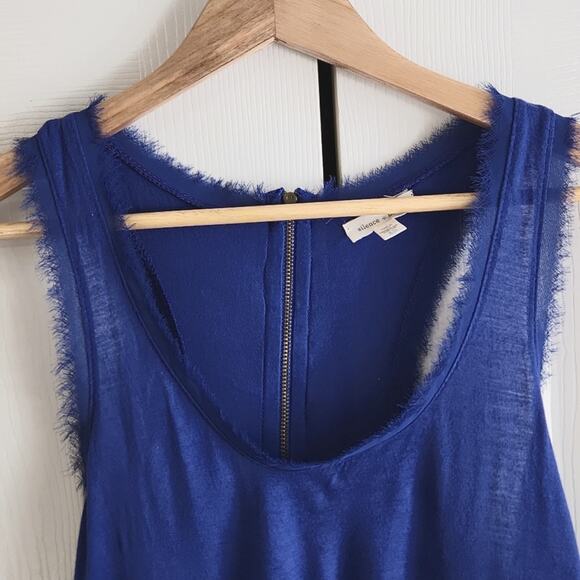 Silence + Noise Women's Blue Tank Top Size XS Racerback Zipper Eyelash Fringe - Picture 6 of 8